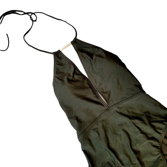 NWT Ted Baker Olive Green One Piece Halter Swimsuit 4 - Picture 3 of 9